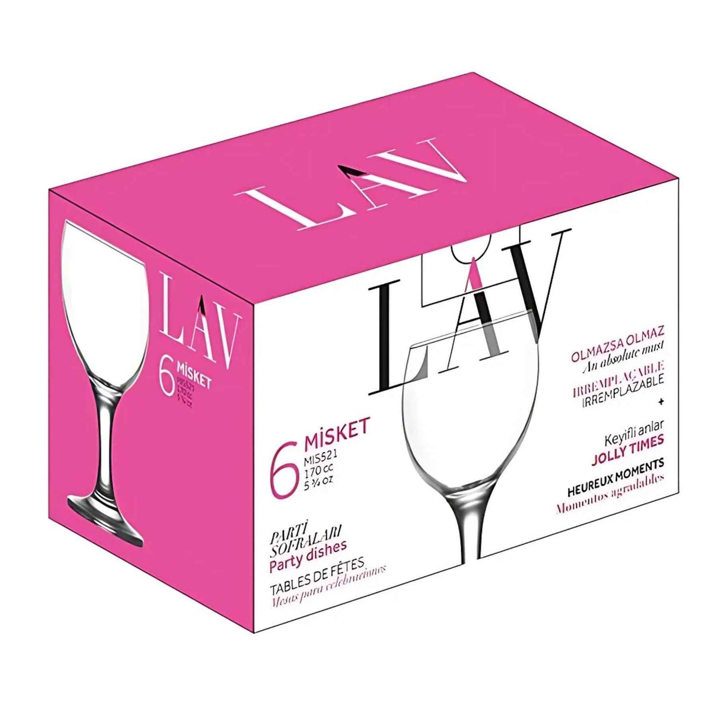Wine Glasses 6 Oz - LAV MISKET - Set of 6
