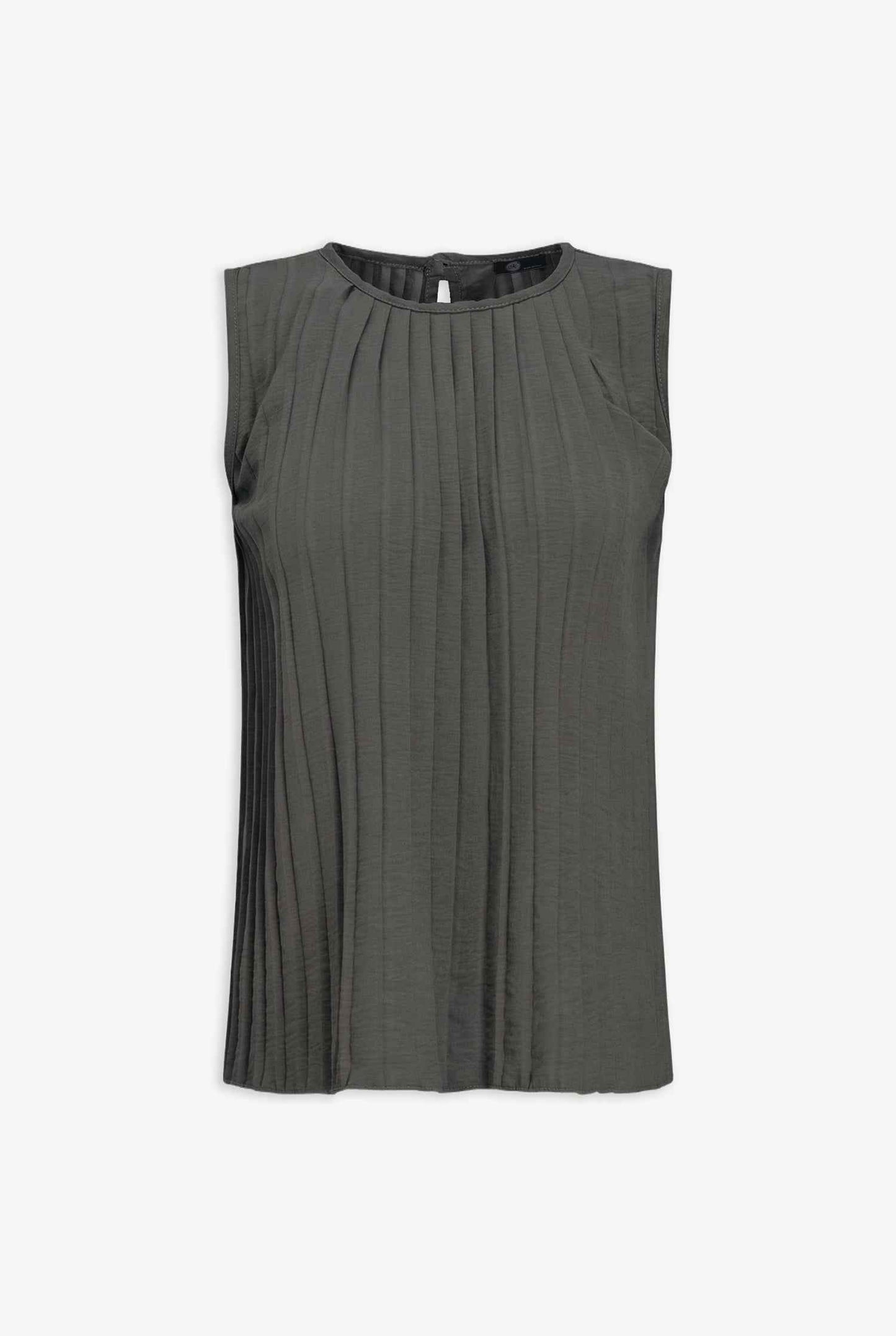 Women's Pleated Crew-Neck Sleeveless Top