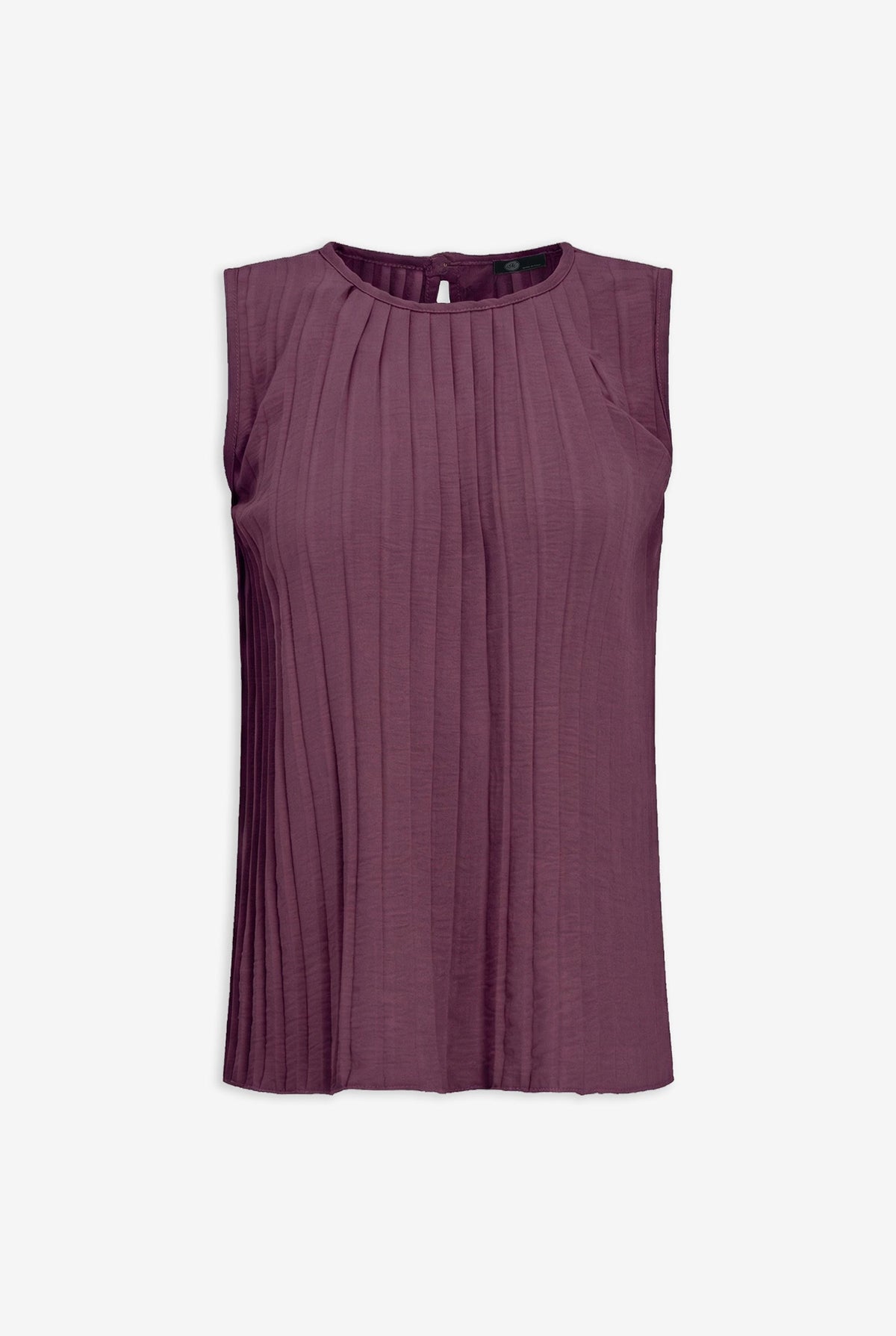 Women's Pleated Crew-Neck Sleeveless Top