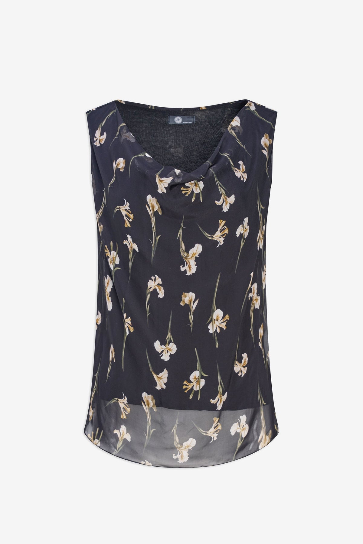 Women's Printed Woven Cowl-Neck Sleeveless Top