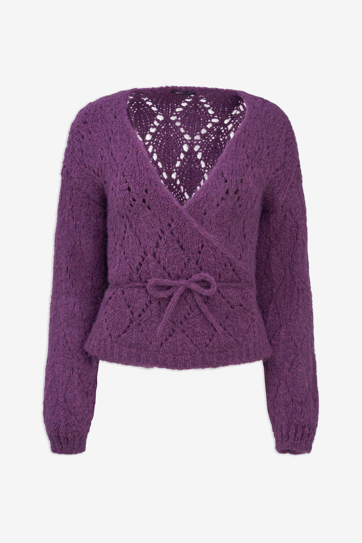 Women's Open-Crochet Wrap Cardigan