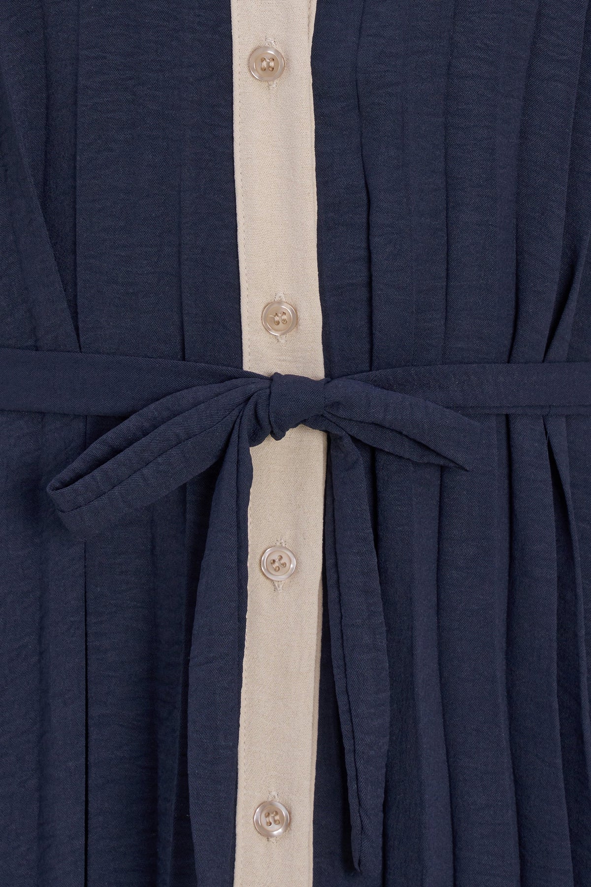 Women's Color-Block Pleated Shirt Dress