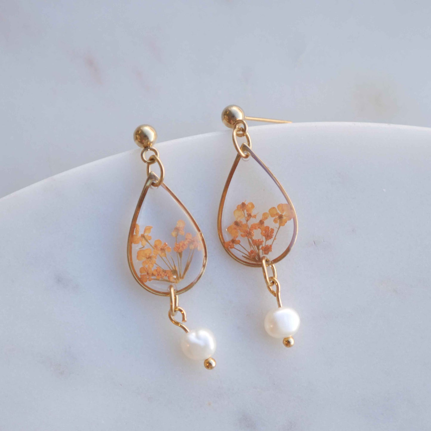 Boucles d’oreilles Perla - Estelle orange - goutte (moyen)
