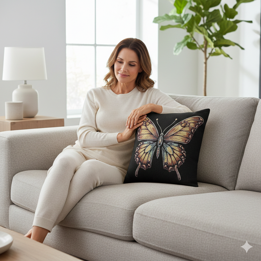 Monarch Butterfly Woven Pillow | Pixel Art Butterfly Throw Pillow - AURABAGS SHOP