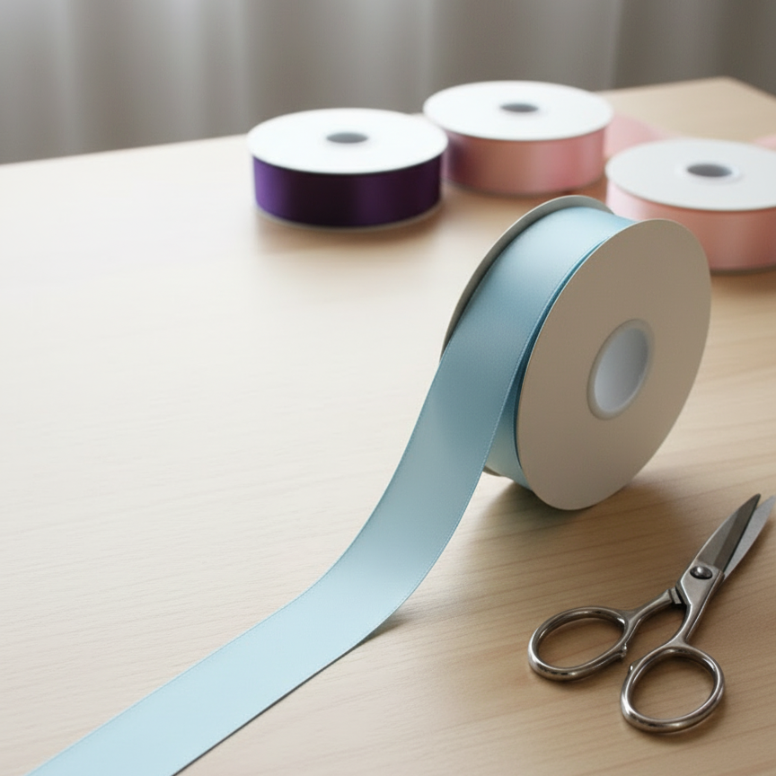 30 Meter Double Face Light blue Ribbon Roll#308