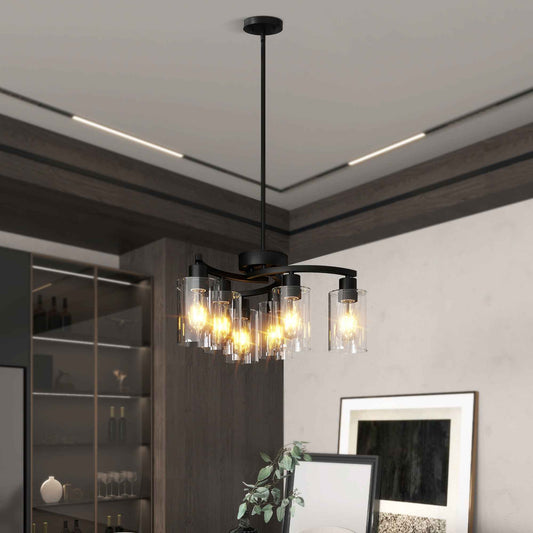 6-Light Modern Farmhouse Black Chandelier (United States Delivery Only)