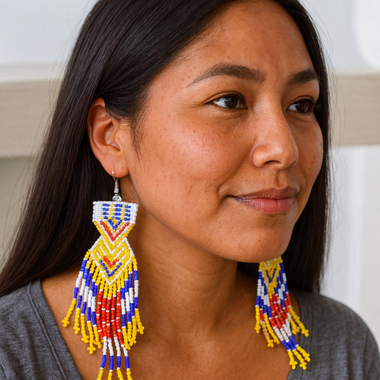 Yellow Purple Sunset Path Beaded Earrings