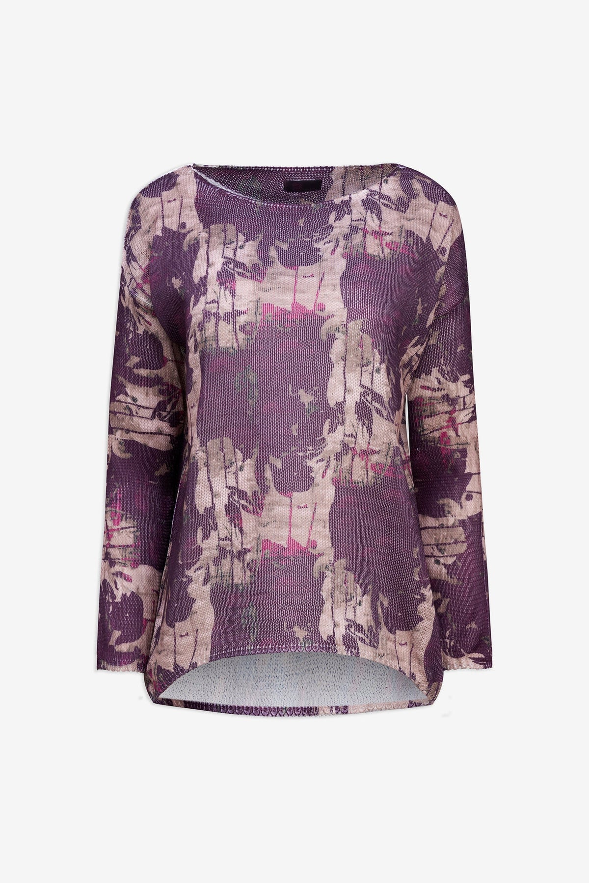 Women's Printed Knit Boat-Neck Sweater