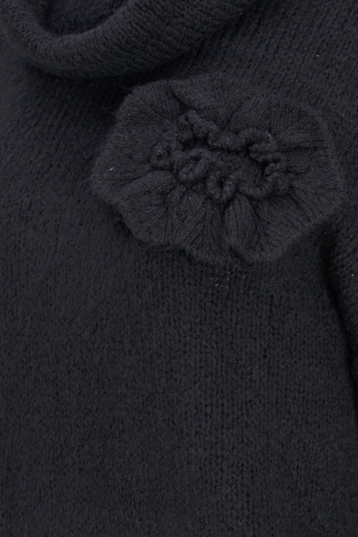 Women's Cowl Turtleneck Sweater, Long Sleeves & Flower Details