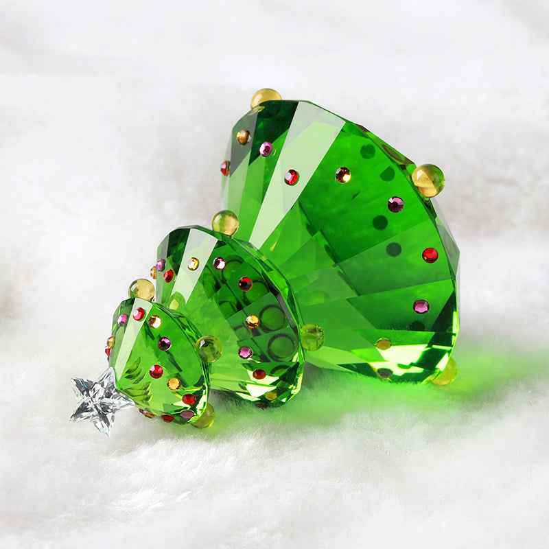 Christmas Gift Crystal Christmas Tree Ornament – Handmade Green Glass Holiday Decor, 50mm
