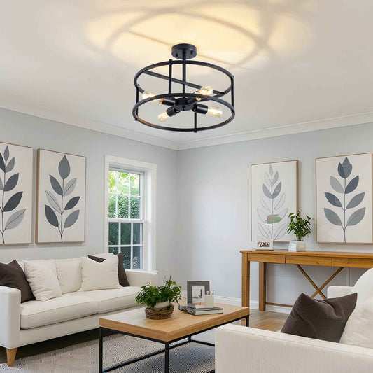 4-Light Industrial Rustic Metal Semi Flush Mount Ceiling Light (United States Delivery Only)