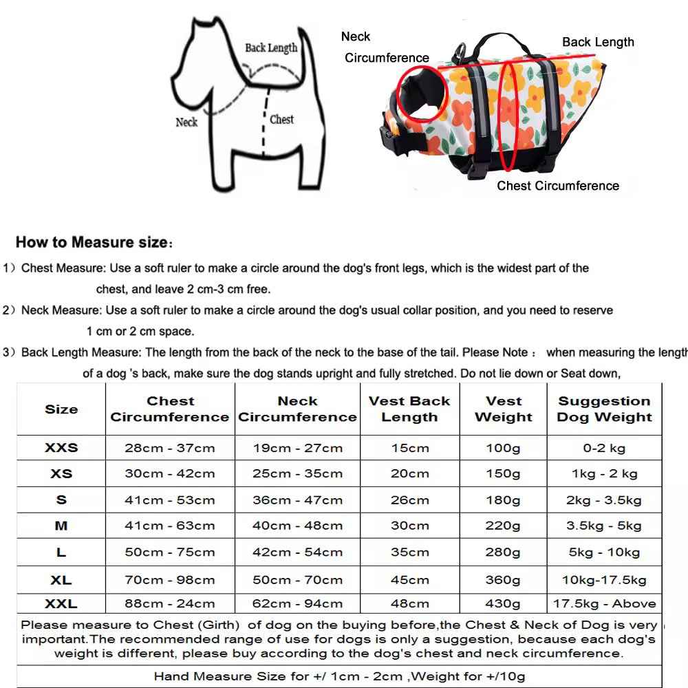 Floral Dog Life Jacket | Dog Flotation Vest
