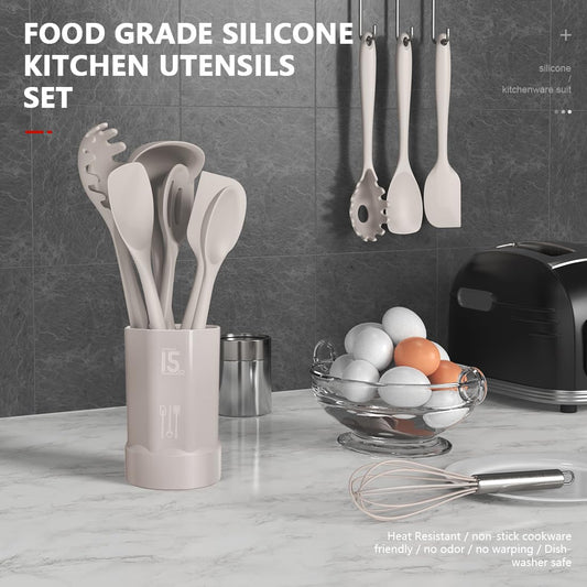 Silicone Cooking Utensils Set - 446°F Heat Resistant Kitchen Utensils,Turner Tongs,Spatula,Spoon,Brush,Whisk,Kitchen Utensil Gadgets Tools Set for Nonstick Cookware,Dishwasher Safe (BPA Free) 🍁 All In One Marketplace Canada