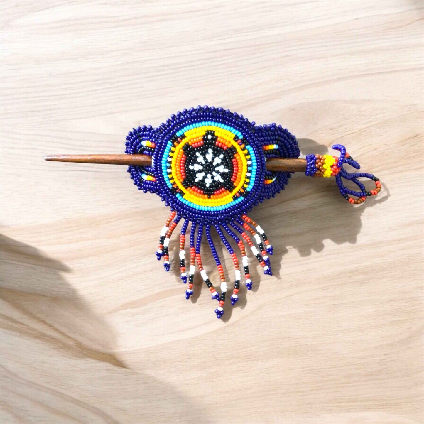 Native American Beaded Barrette with Fringes (17)