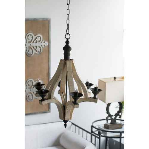 6-Light Wood Chandelier with Adjustable Chain (United States Delivery Only)