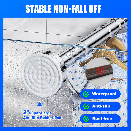 Ausemku Shower Curtain Rod Tension - 32-80 Inch Never Rust Non-Slip Spring Tension Curtain Rod No Drilling Stainless Steel Curtain Rod Use Bathroom Kitchen(Silver) 🍁 All In One Marketplace Canada