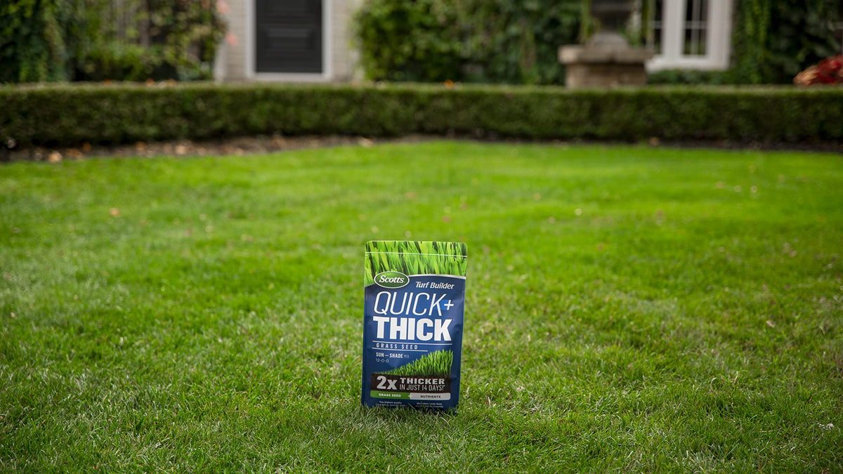 Scotts Turf Builder Quick & Thick Grass Seed, 1.2kg (173 sq Meters / 1,863 sq feet Coverage) | Grow a Thick, Green Lawn Fast. for Areas that Experience Sun & Shade 🍁 All In One Marketplace Canada