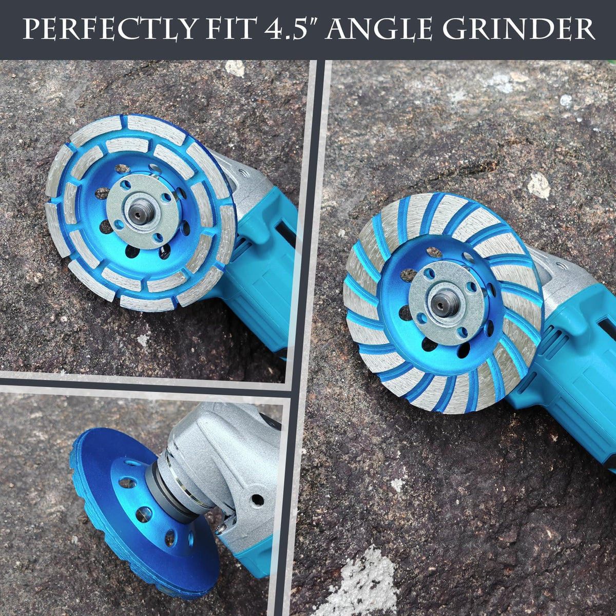 SWIGRANCE 2Pcs Diamond Concrete Grinding Cup Wheels 115mm 4-1/2" Set (Double Row + Turbo Row Segment), Fits 7/8" Arbor for Angle Grinder, Shaping Cleaning Concrete Masonry Marble Granite Brick 🍁 All In One Marketplace Canada