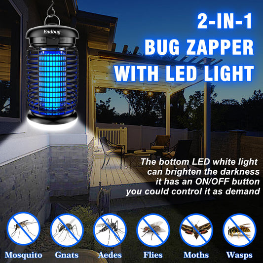 Endbug Bug Zapper Outdoor with LED Light, Mosquito Zapper Outdoor, 4200V Electric Bug Zapper, 5ft Power Cord, IPX6 Waterproof Fly Trap, 2-in-1 Fly Zapper Indoor for Patio Garden Backyard Home, Plug in 🍁 All In One Marketplace Canada