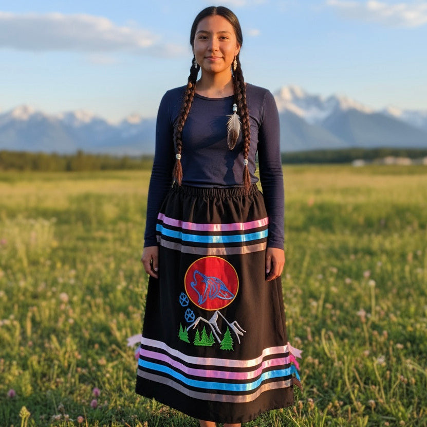 OLDTRIBES™Howling wolf Ribbon Skirt
