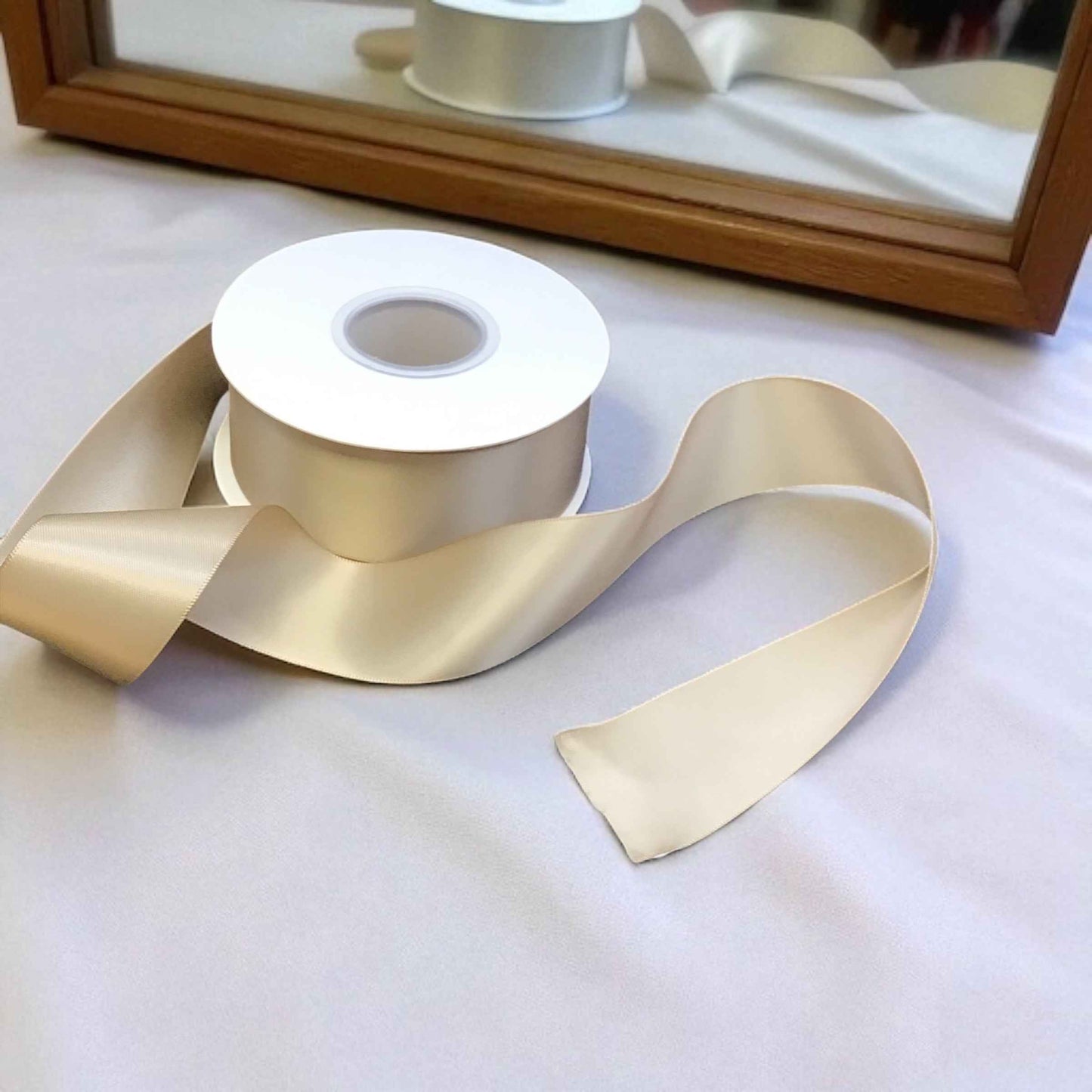 Ribbon Double Face Tan #836 -3.8 cm Wide