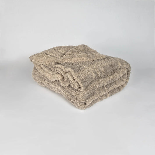 Pure Cashmere and Roasted Cashew Plaid Print Extended Throw