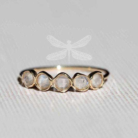 Moonstone Band Ring in 14K Yellow Gold