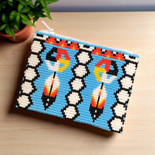 Feather with Dreamcatcher Beaded coin purse