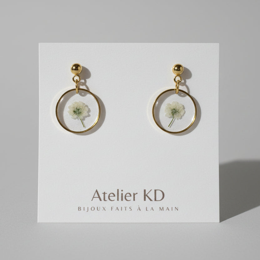 Boucles d'oreilles Gigi blanc - rond (moyen 16mm)