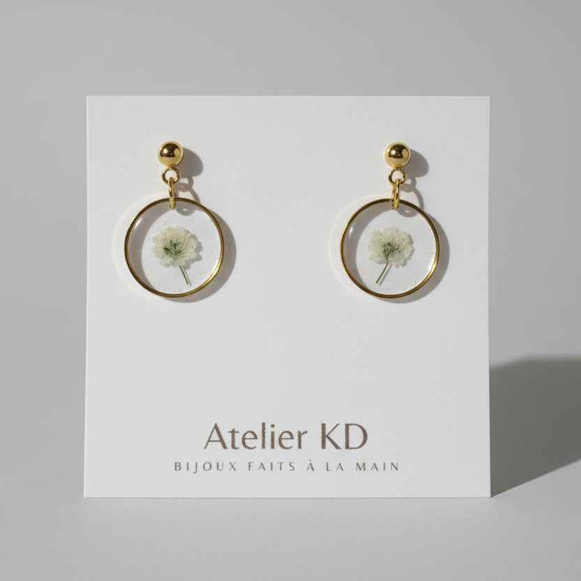 Boucles d'oreilles Gigi blanc - rond (grand 20mm)