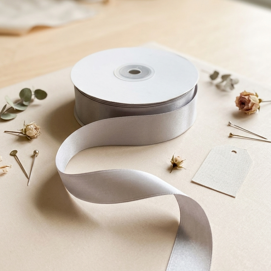 30 Meter Double Face Grey #012 Ribbon Roll