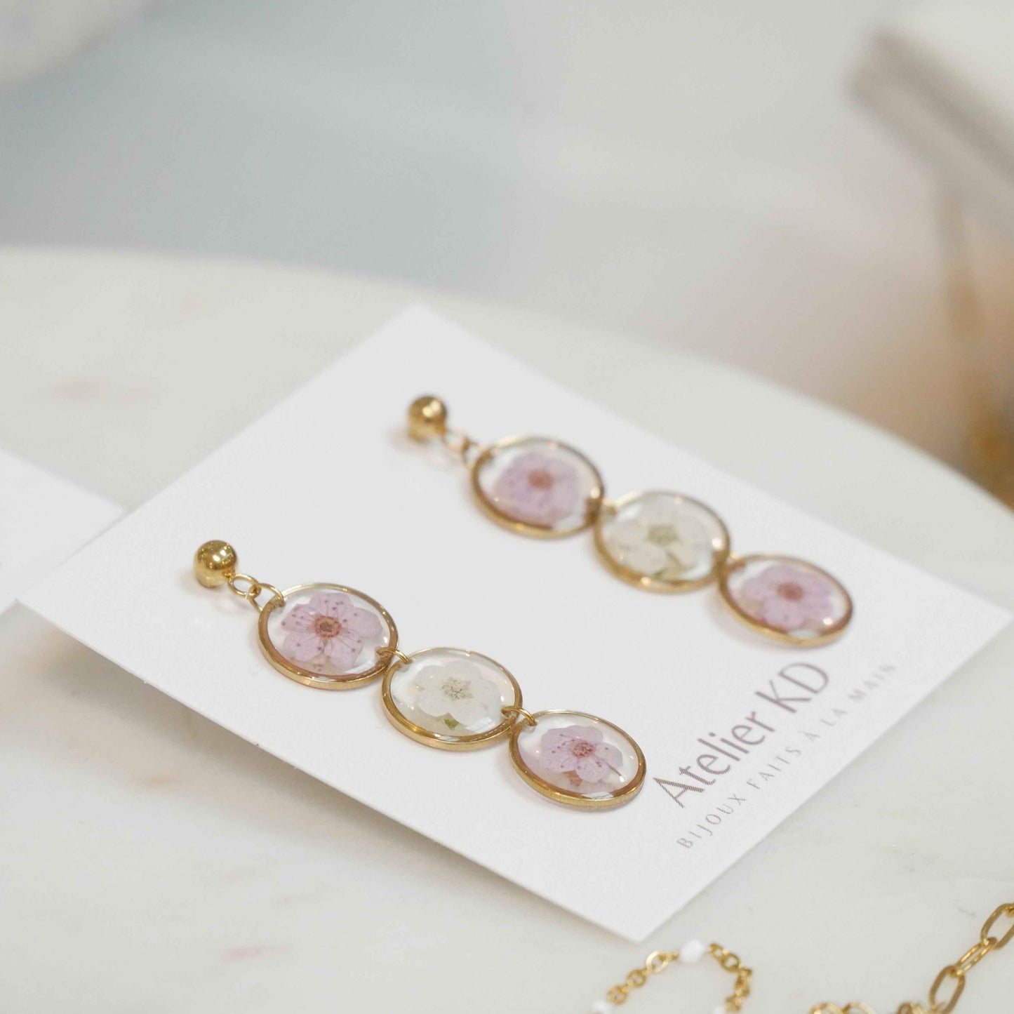 Boucles d’oreilles trio sofia lila et blanc - rond