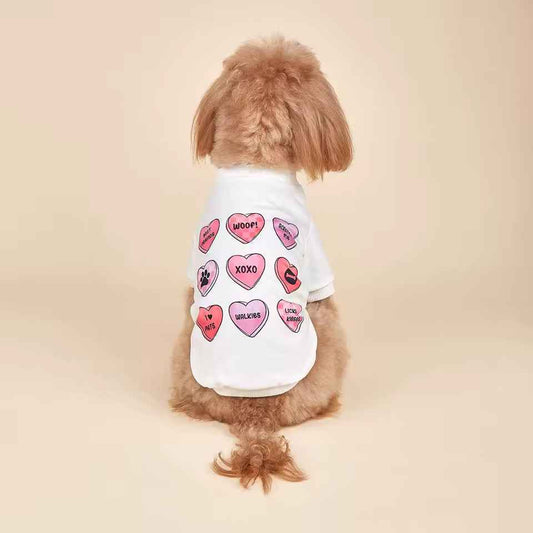 Valentine Hearts Dog Tee – Cute Love Print Pet Shirt