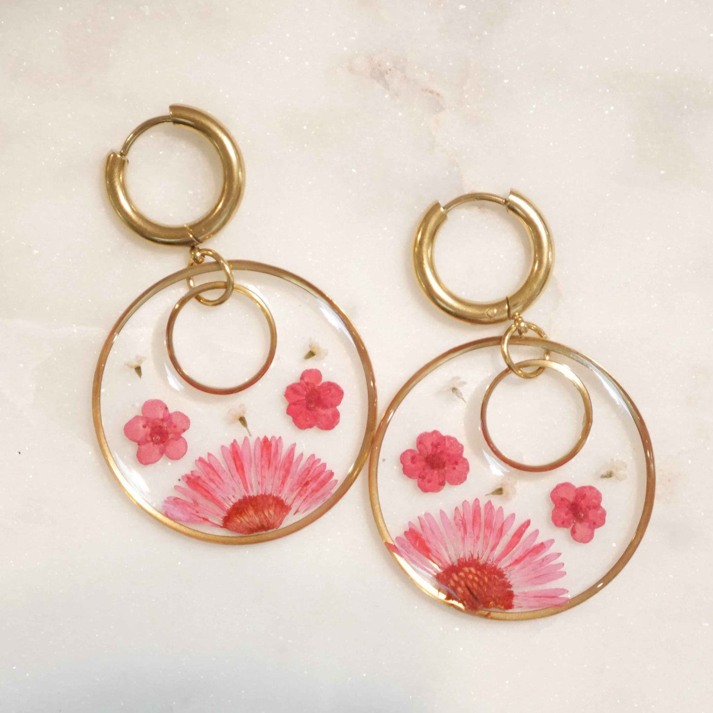 Boucles d'oreilles Thalia rouges - rond - (XL)