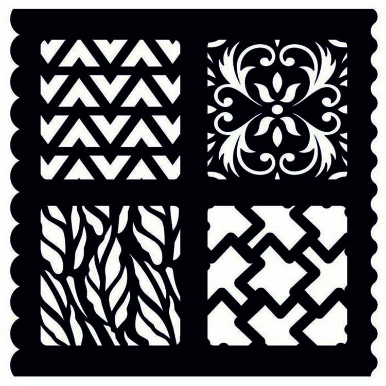 Creative Expressions 7" X 7" Artist Trading Stencil Scrolls & Tyre Tread