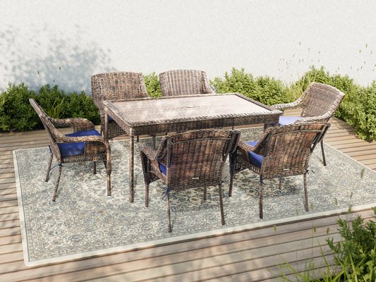Cambridge 7-Piece Outdoor Wicker Dining Set - AURABAGS SHOP