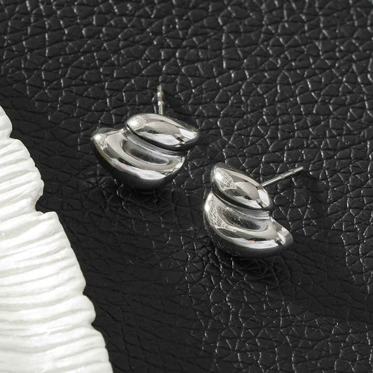 ARTEMIS Silver (White Gold): Contemporary Abstract Shaped Stud Earrings