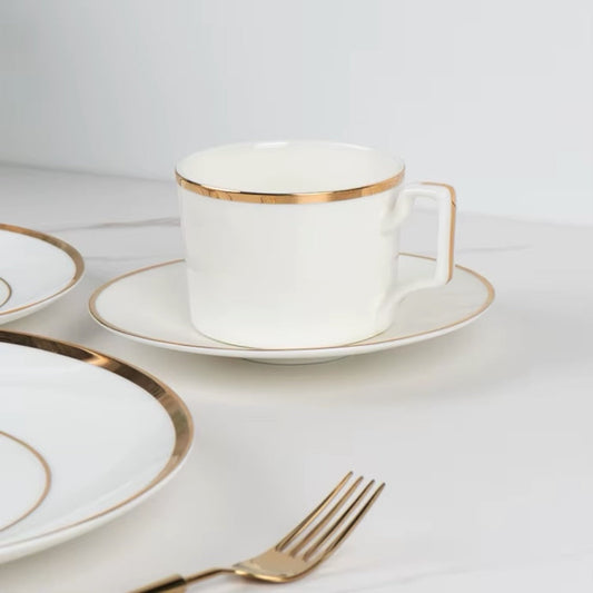 Ceramic Coffee Cups & Saucers 7 Oz - Set of 6+6
