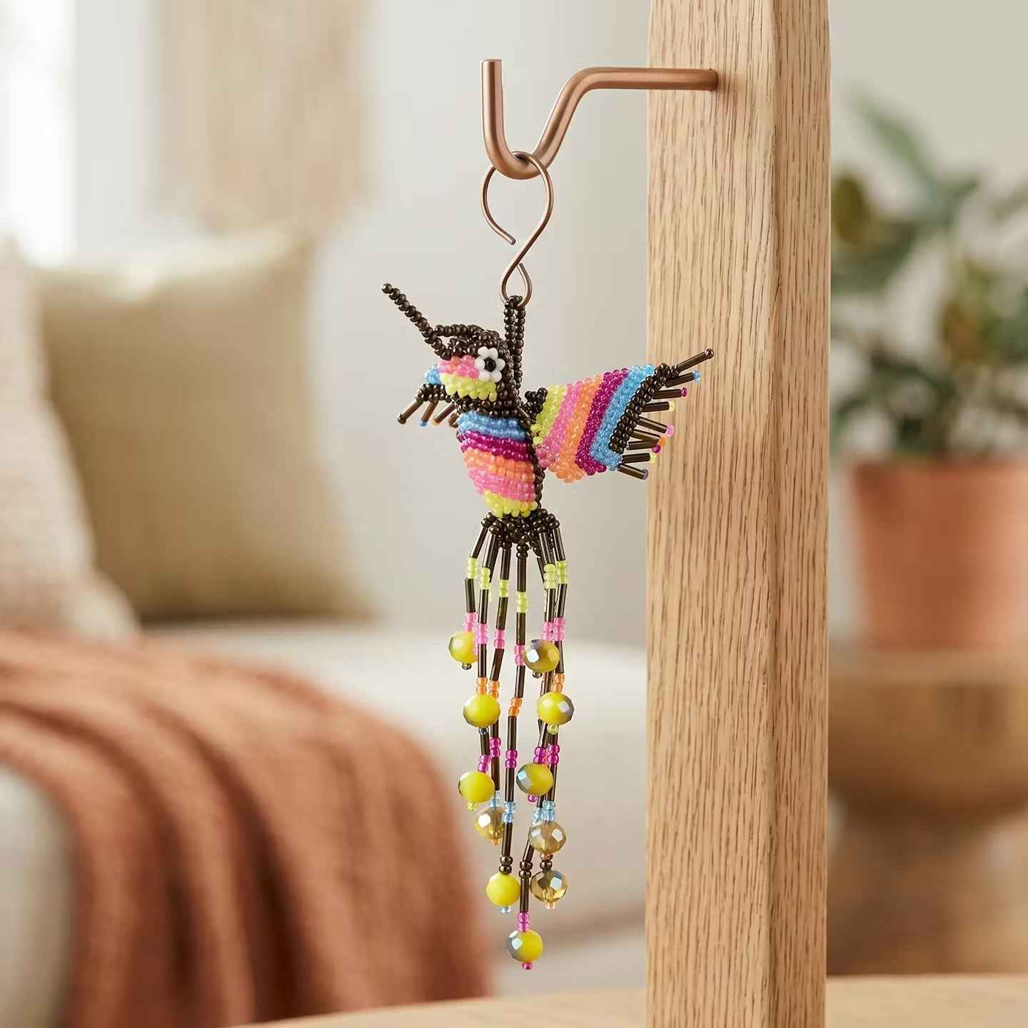 Golden and Brown Beaded Humming Bird