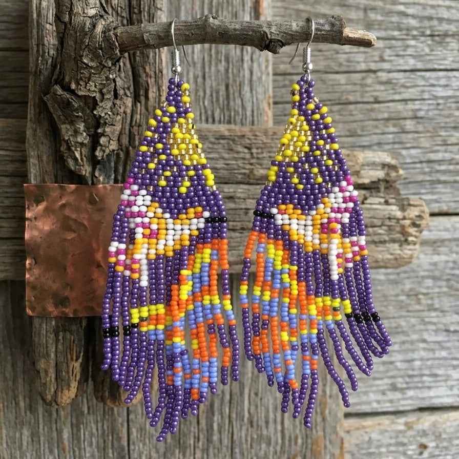 Purple Sky Dancer Beaded Earrings