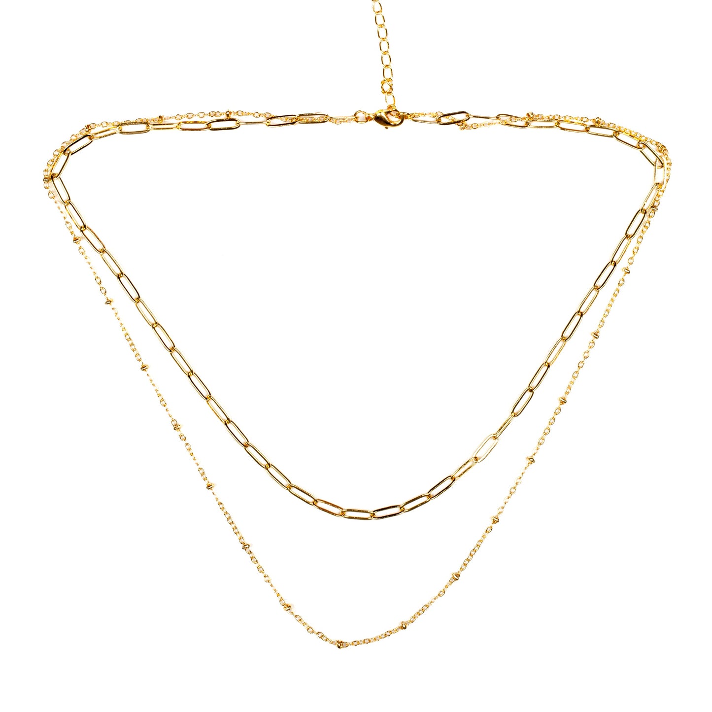 Double Chain Necklace- Gold Plate
