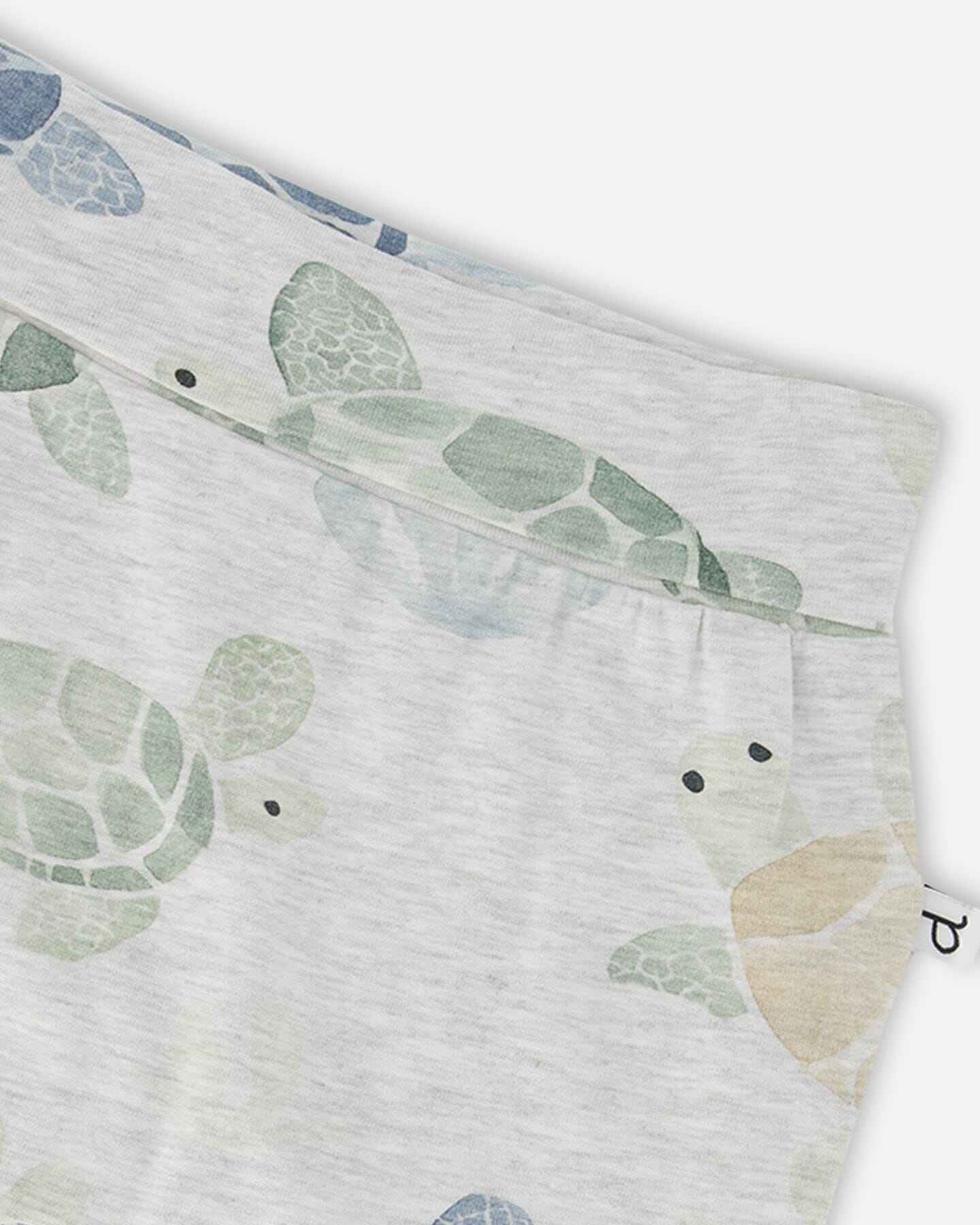 Organic Cotton Jersey Evolutive Pants Grey Mix Turtle Print