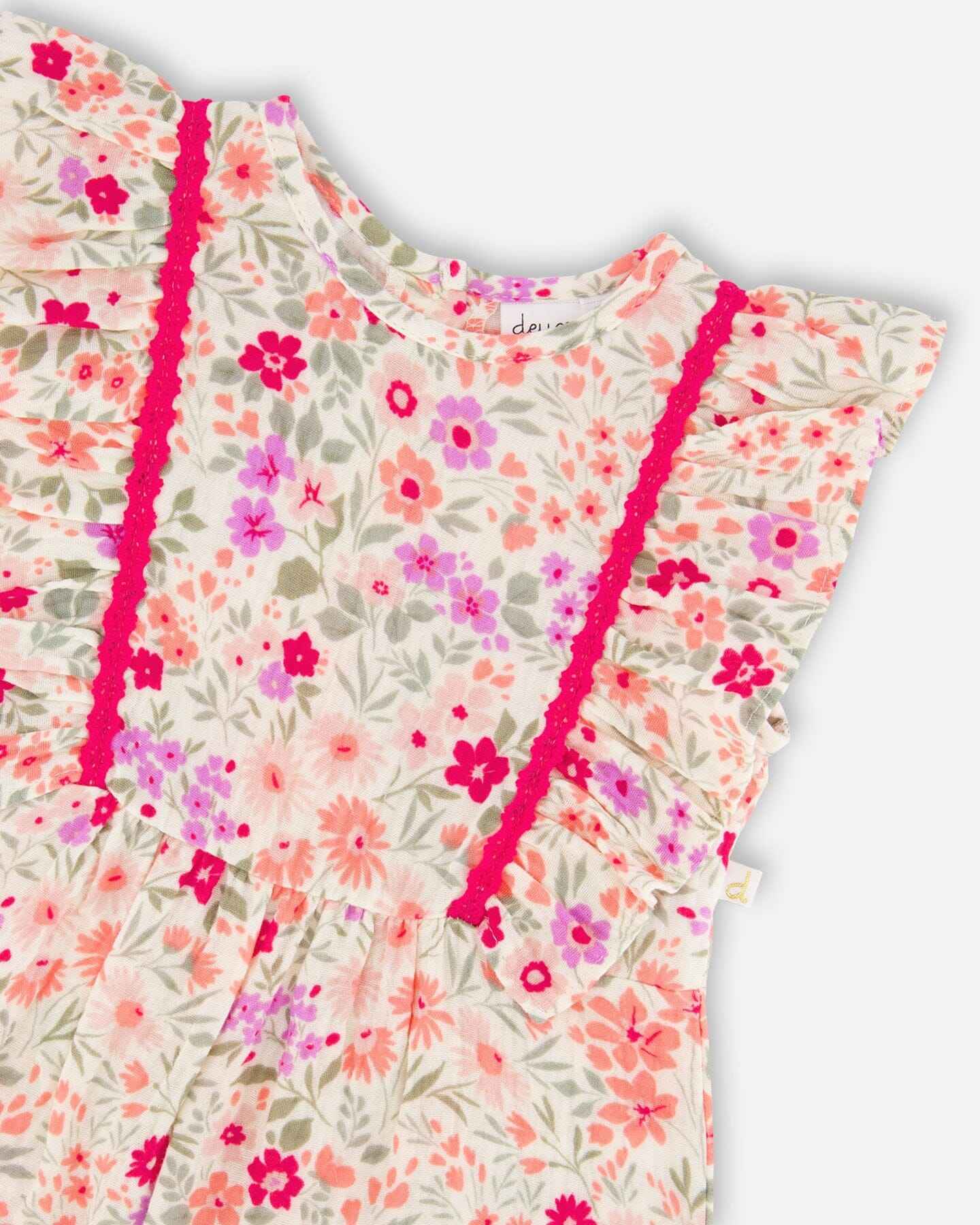 Muslin Jumpsuit Off White Printed Flowers