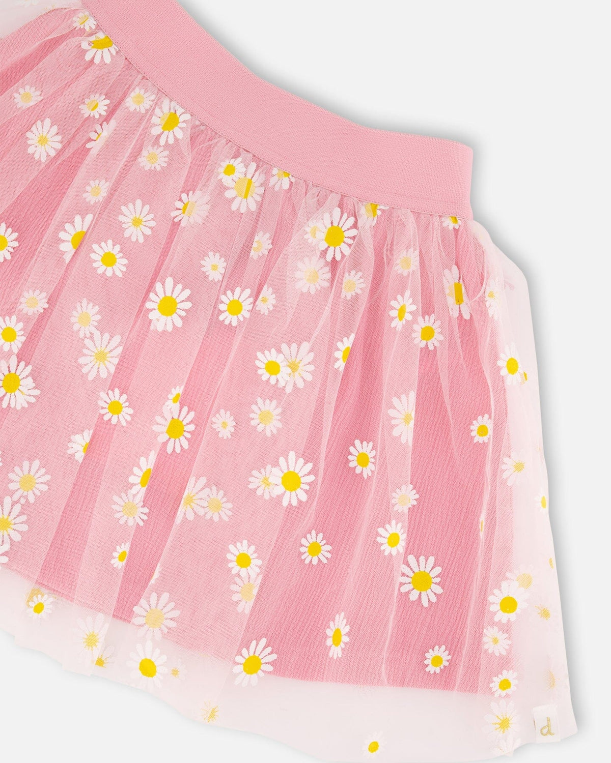 Mesh And Crinkle Jersey Skirt Pink