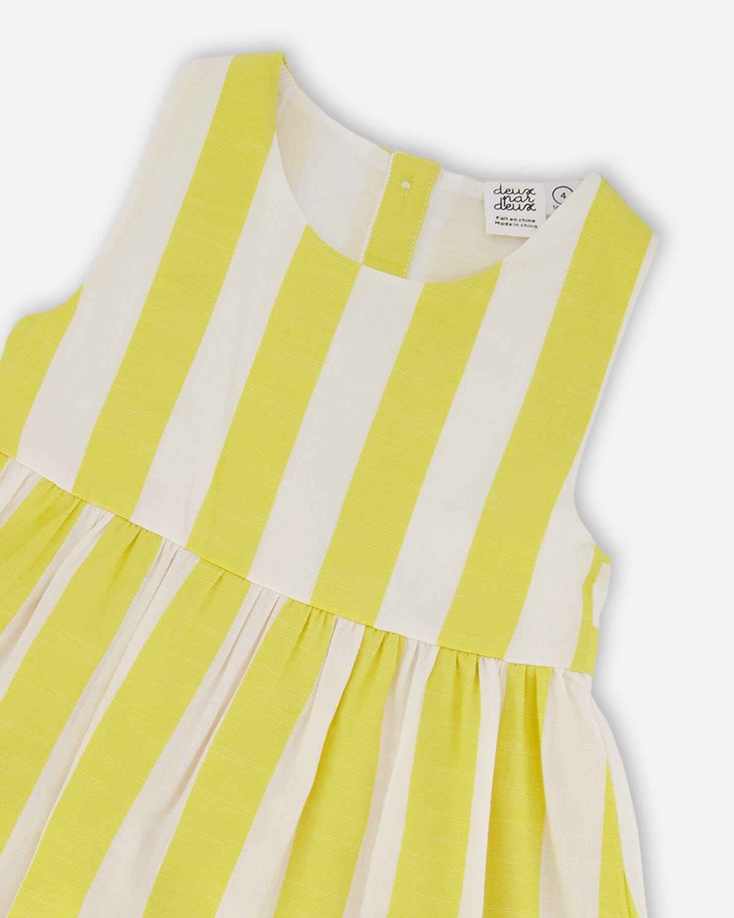 Sleeveless Dress White And Yellow Stripes