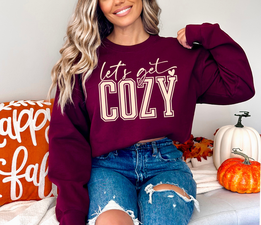 Let's Get Cozy Floral Unisex Crewneck Sweatshirt | Autumn Crewneck Sweatshirt