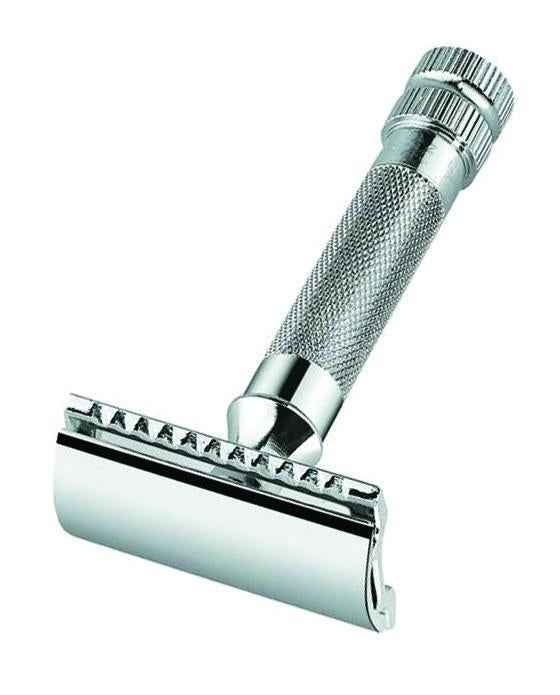 Merkur 34C 2-Piece DE Safety Razor, Closed Comb, Knurled Extra Thick Handle (HD), Chrome