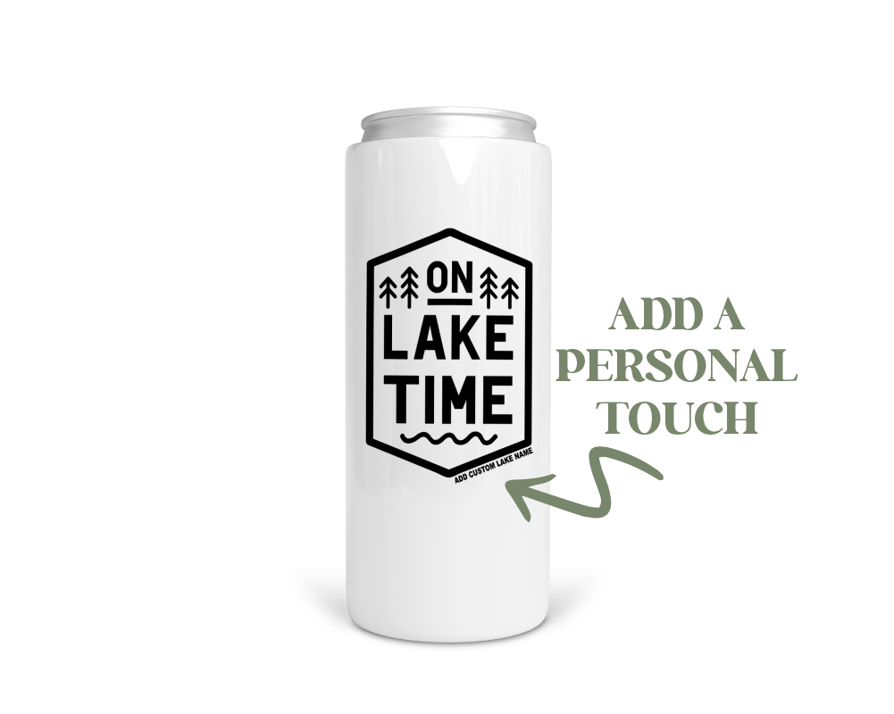 On Lake Time Personalized Stainless Steel Koozie | Can Cooler | Summer Koozie