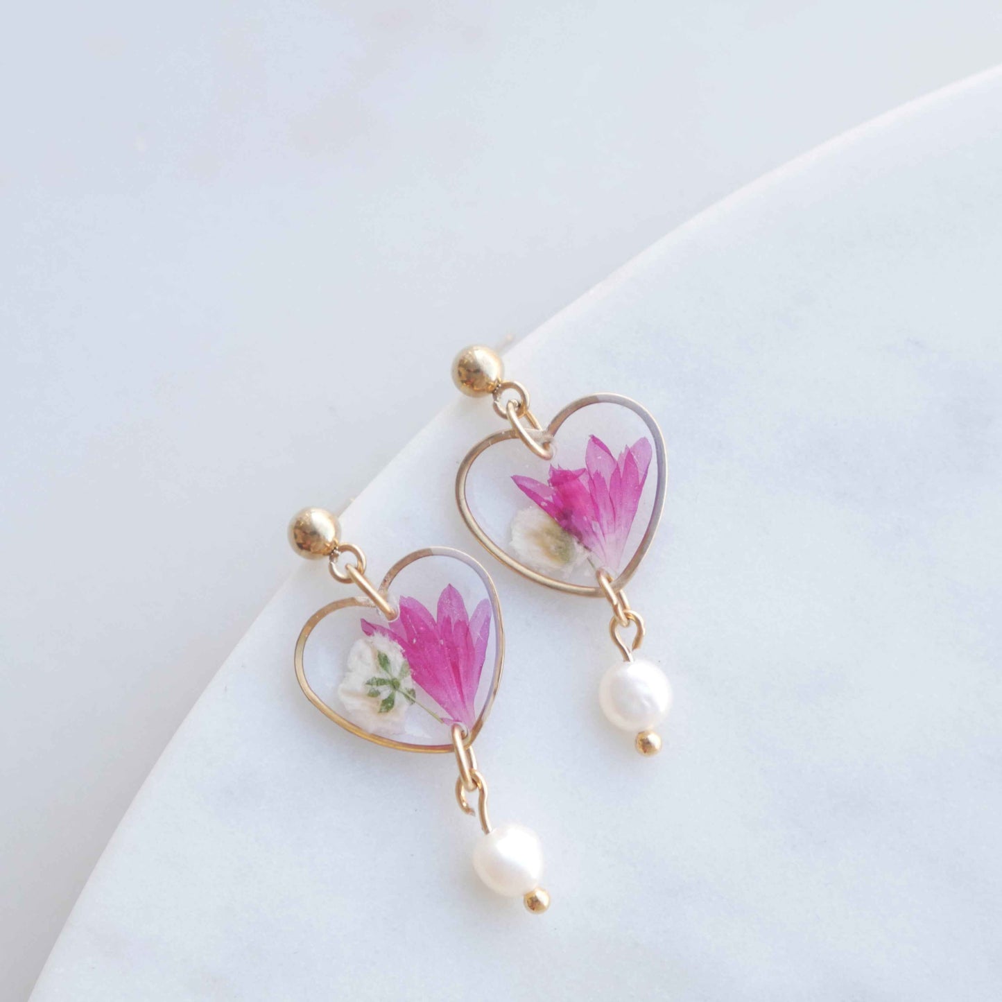 Boucles d'oreilles Lucy - Perla - coeur (medium 16mm)