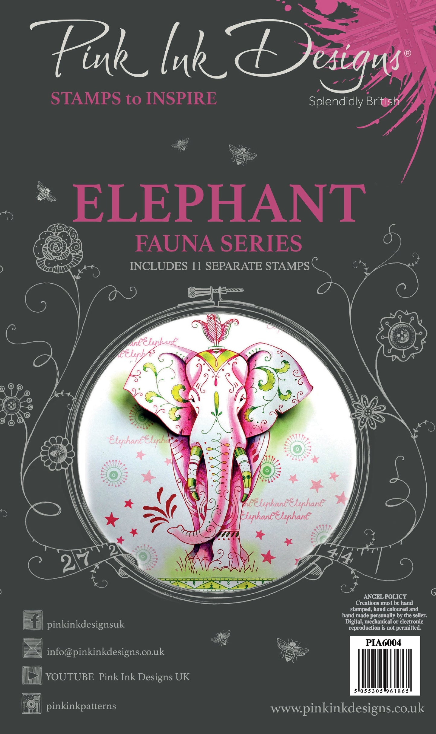 Pink Ink Designs Elephant A6 Clear Stamp Set